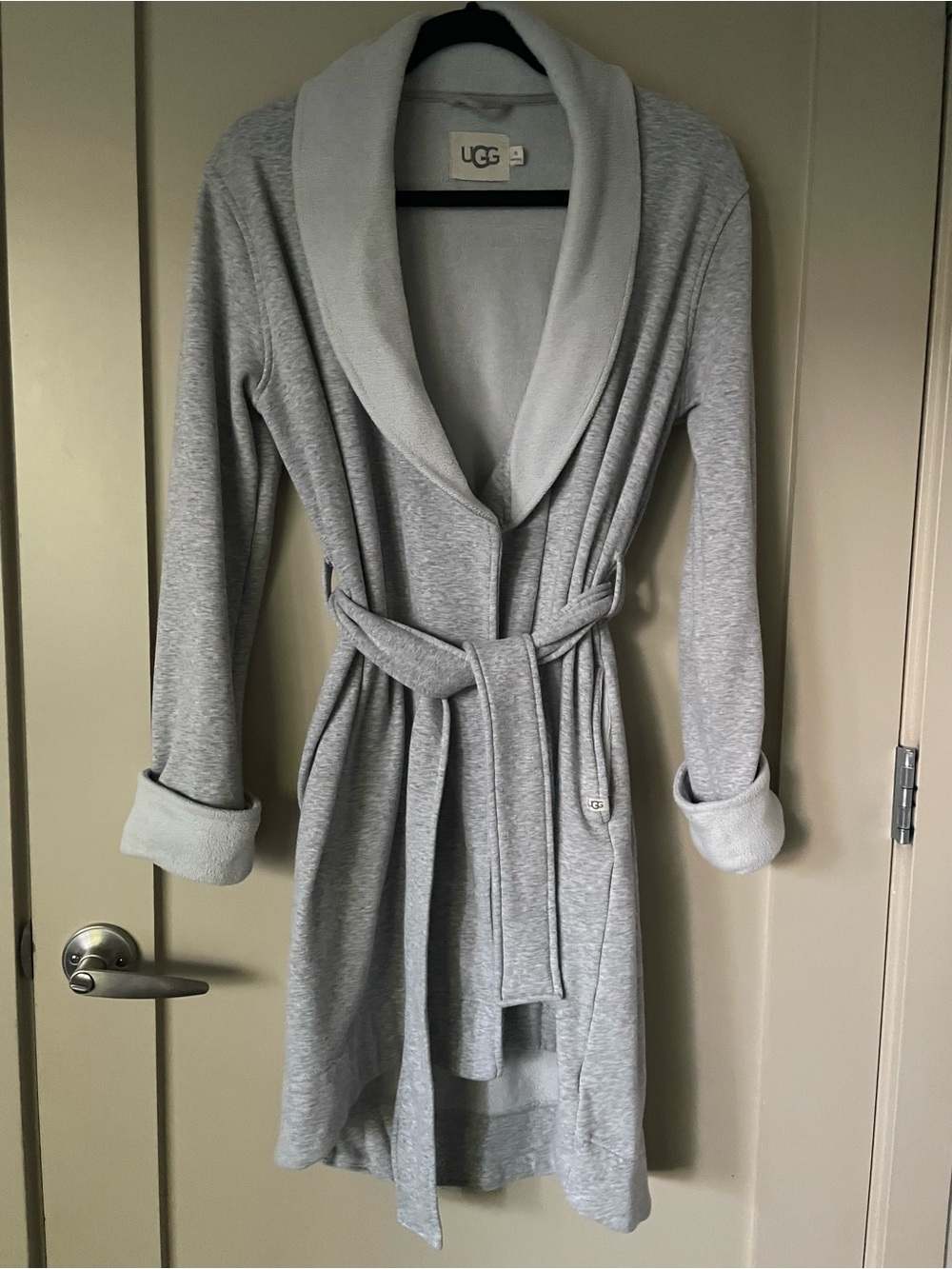 UGG Duffield II Robe, Heather Grey Cotton/Fleece, Women’s XS